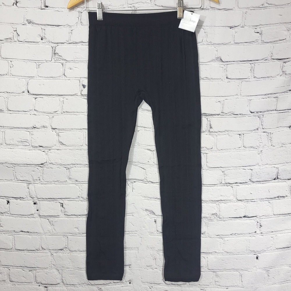 West Loop Black Textured Fleece Lined Leggings For Women Size S/M NEW